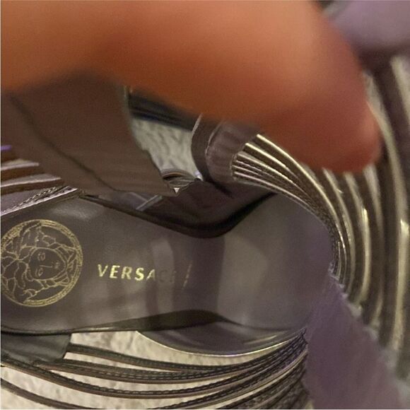 Versace Silver High Heel Ankle cut out Boots, US8,5 - Picture 9 of 9